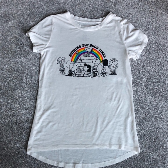 white Charlie Brown shirt with rainbow! - Picture 1 of 2